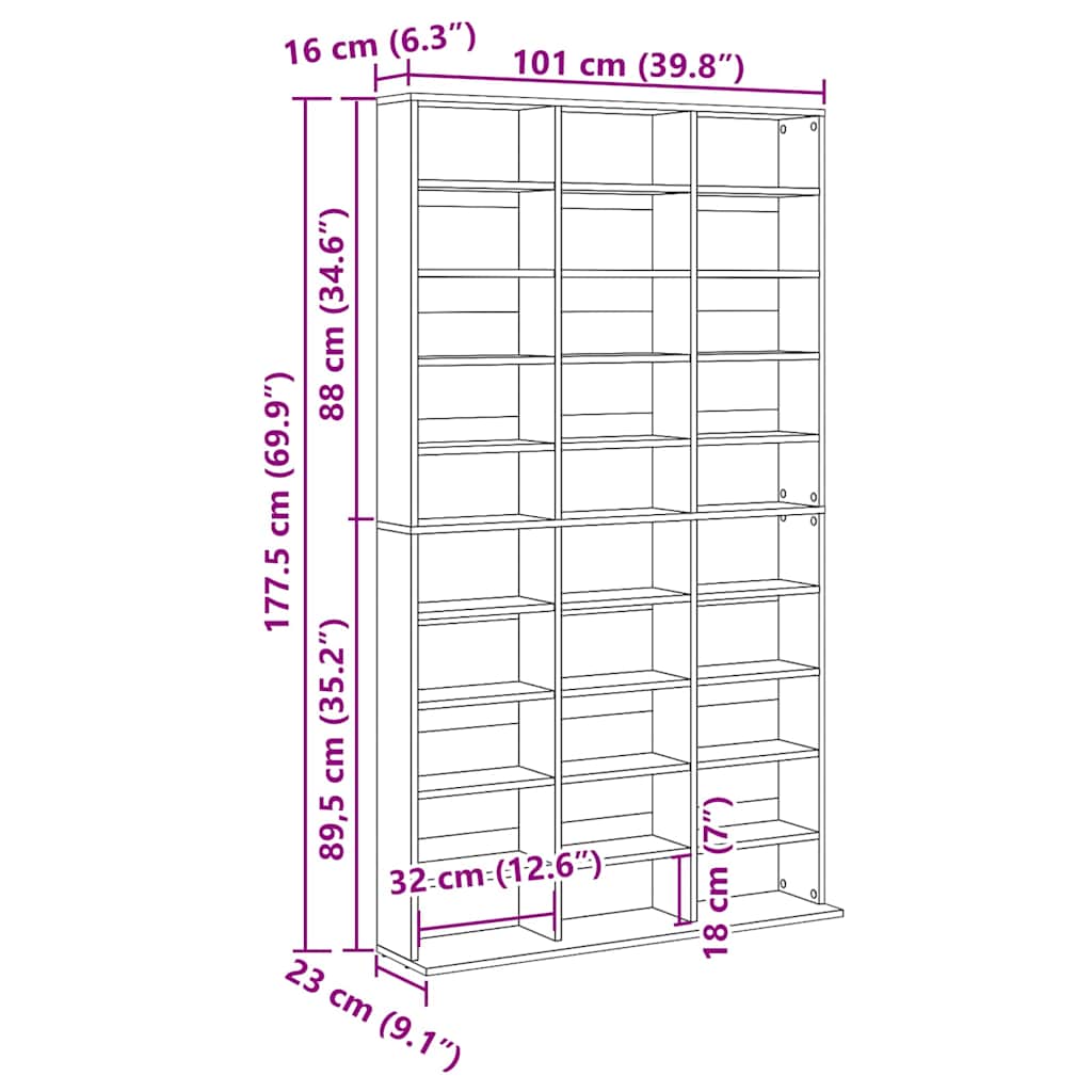 Cd Skříň Staré Dřevo 101 X 23 X 177,5 Cm Kompozitní Dřevo