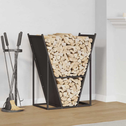 Stojan Na Palivové Dřevo Černý Ocel Válcovaná Za Studena