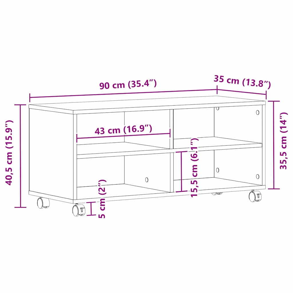 Televizní Skříň 90 X 35 X 40.5 Cm Hnědá Kompozitní Dřevo