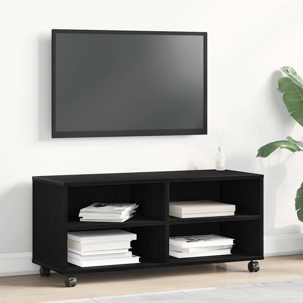 Televizní Skříň 90 X 35 X 40.5 Cm Černá Kompozitní Dřevo