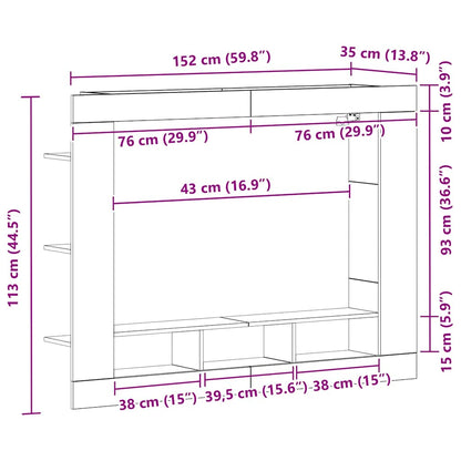 Televizní Skříň 152 X 22 X 113 Cm Dub Artisan Kompozitní Dřevo