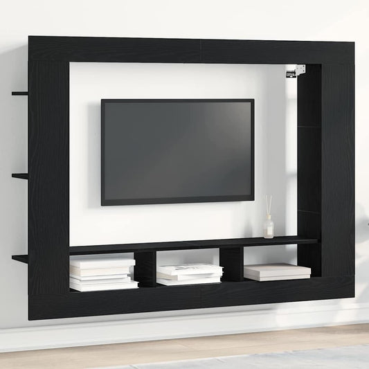 Televizní Skříň 152 X 22 X 113 Cm Černý Dub Kompozitní Dřevo