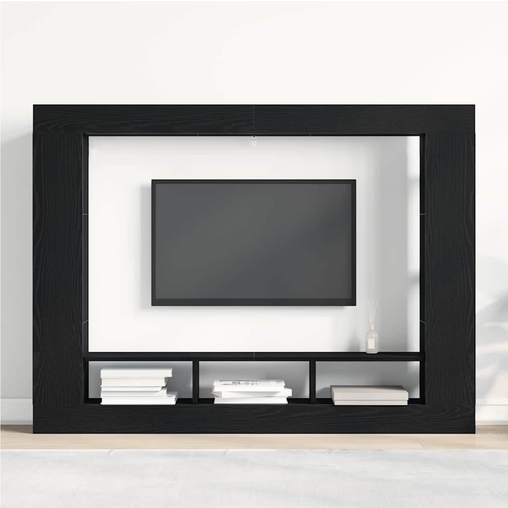 Televizní Skříň 152 X 22 X 113 Cm Černý Dub Kompozitní Dřevo