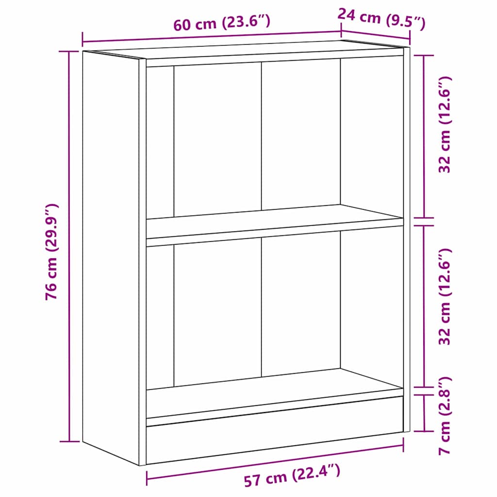 Knihovna 60 X 24 X 76 Cm Kompozitní Dřevo Černý Dub