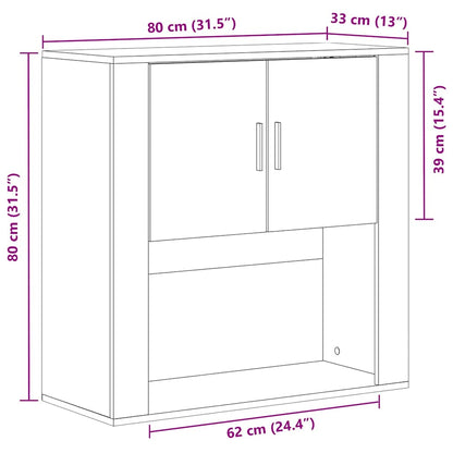 Nástěnná Skříňka Staré Dřevo 80 X 33 X 80 Cm Kompozitní Dřevo