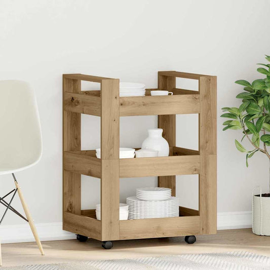 Kuchyňský Vozík Artisanový Dub 60 X 45 X 80 Cm Kompozitní Dřevo