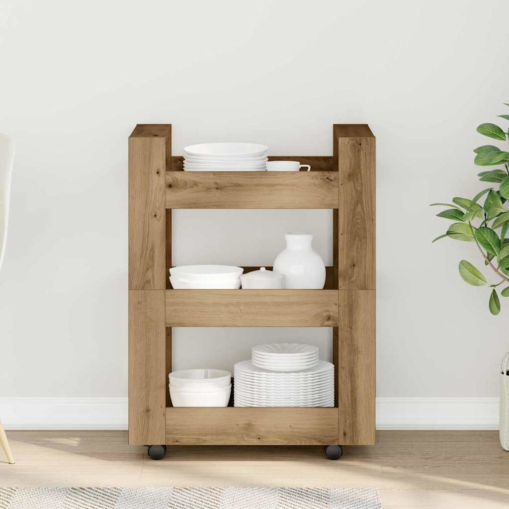 Kuchyňský Vozík Artisanový Dub 60 X 45 X 80 Cm Kompozitní Dřevo