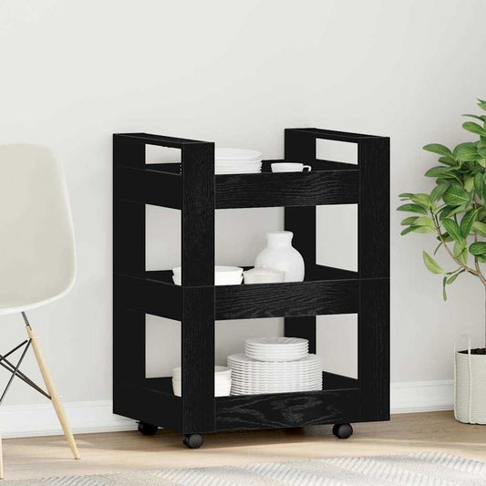 Kuchyňský Vozík Černý Dub 60 X 45 X 80 Cm Kompozitní Dřevo