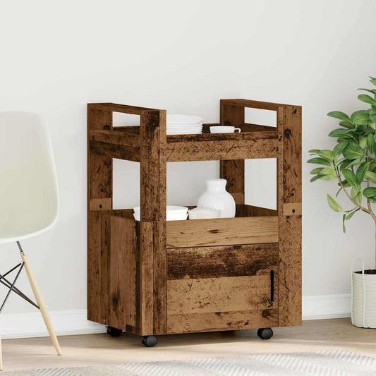 Kuchyňský Vozík Staré Dřevo 60 X 45 X 80 Cm Kompozitní Dřevo