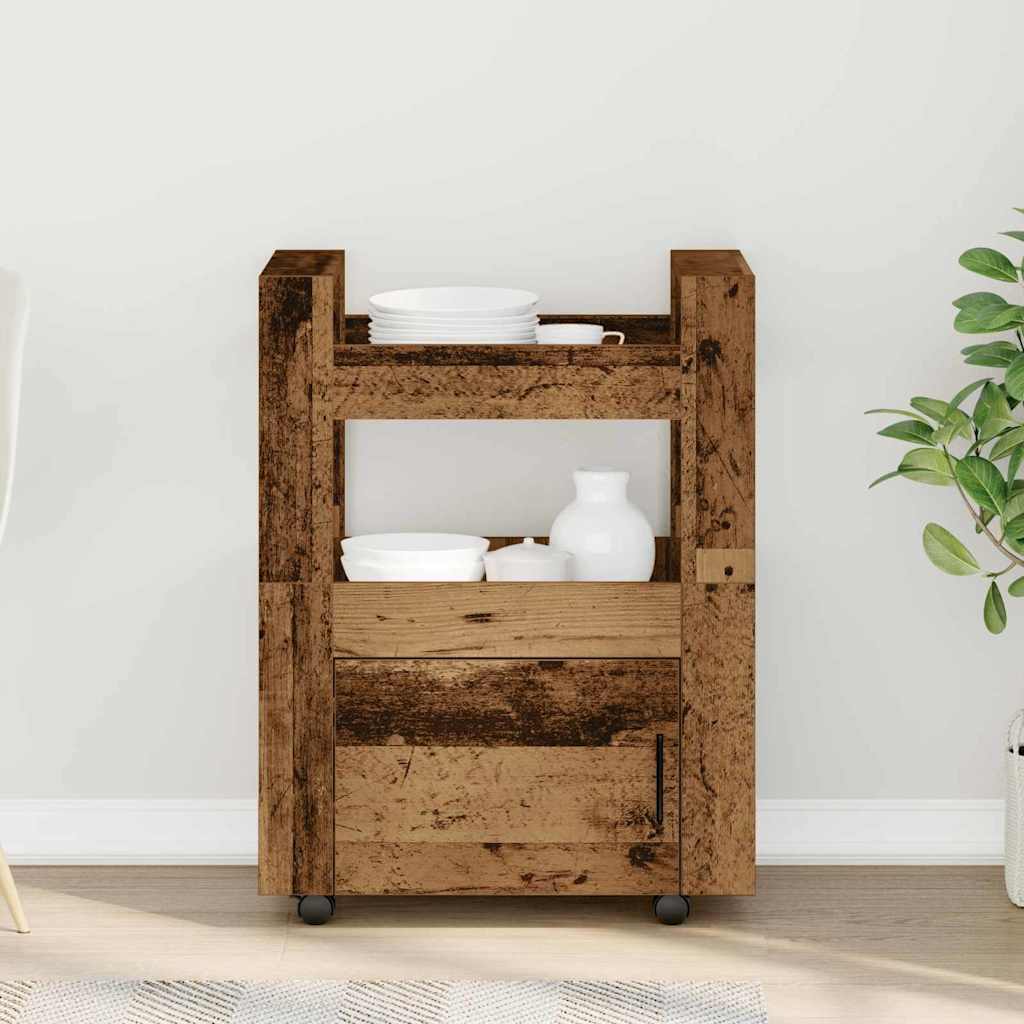 Kuchyňský Vozík Staré Dřevo 60 X 45 X 80 Cm Kompozitní Dřevo
