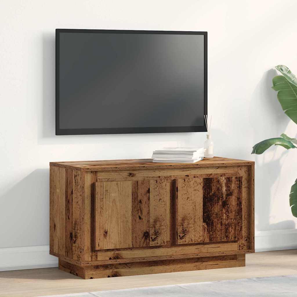 Televizní Skříň 80 X 35 X 45 Cm Staré Dřevo Kompozitní Dřevo