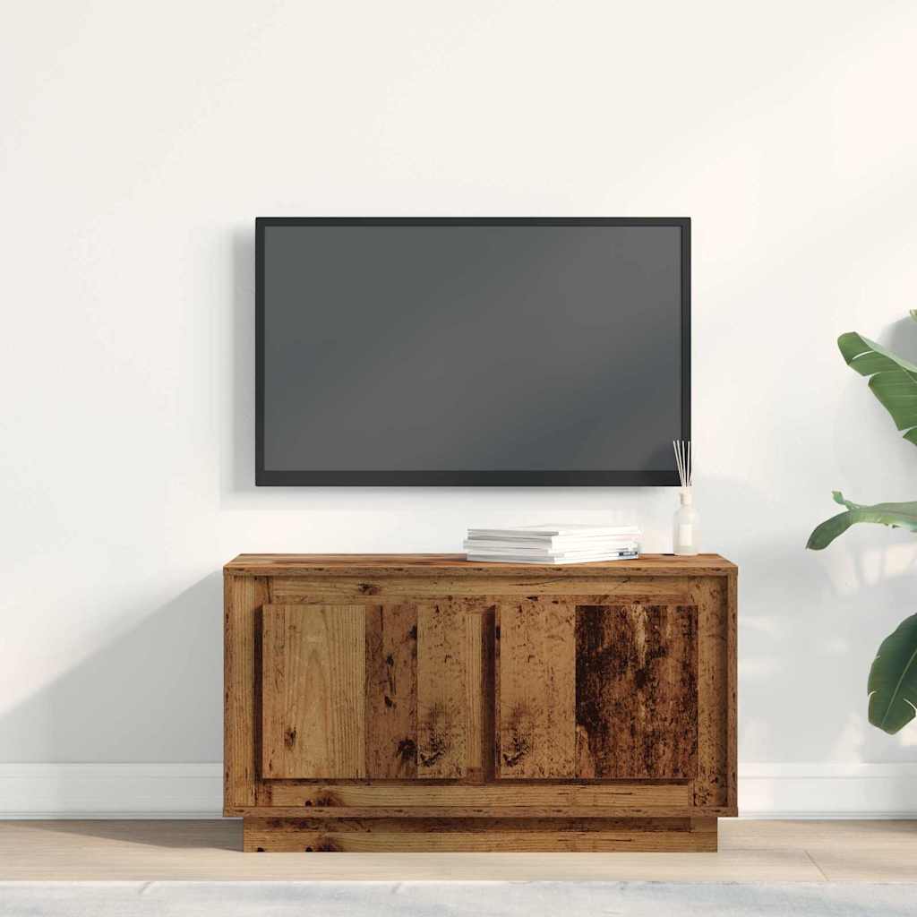 Televizní Skříň 80 X 35 X 45 Cm Staré Dřevo Kompozitní Dřevo