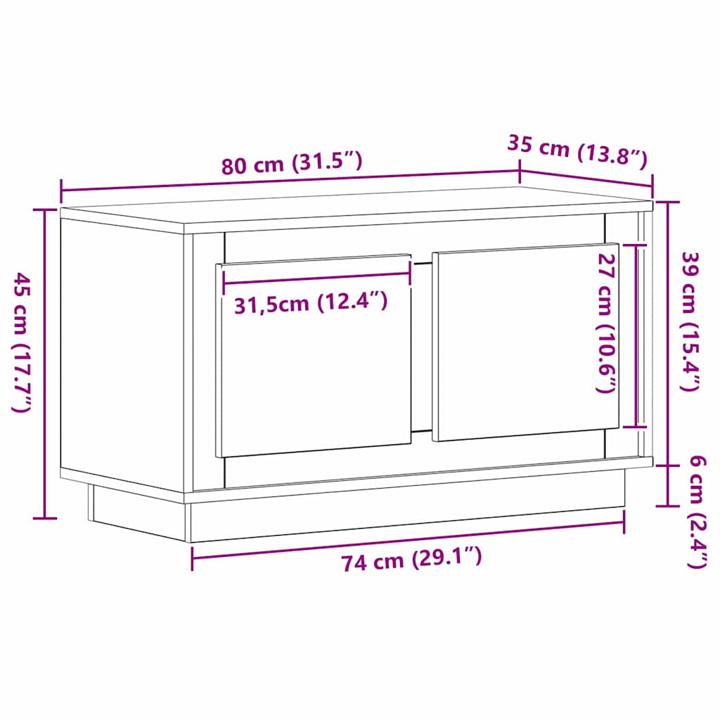 Televizní Skříň 80 X 35 X 45 Cm Černý Dub Kompozitní Dřevo
