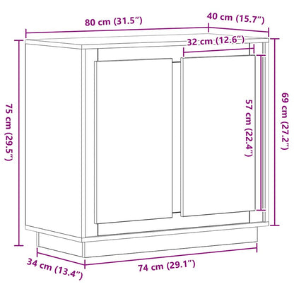 Servírovací Skříň Staré Dřevo 80 X 40 X 75 Cm Kompozitní Dřevo