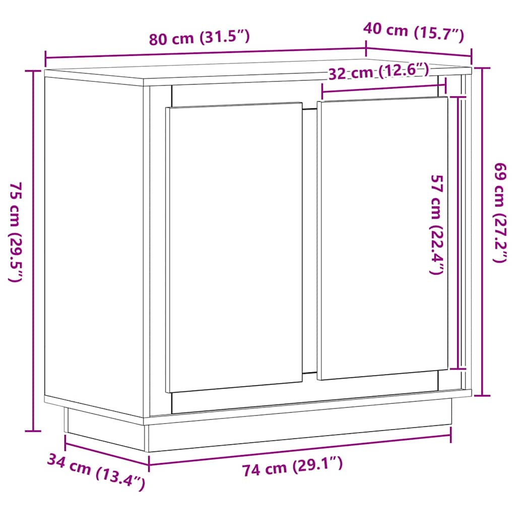 Servírovací Skříň Černý Dub 80 X 40 X 75 Cm Kompozitní Dřevo