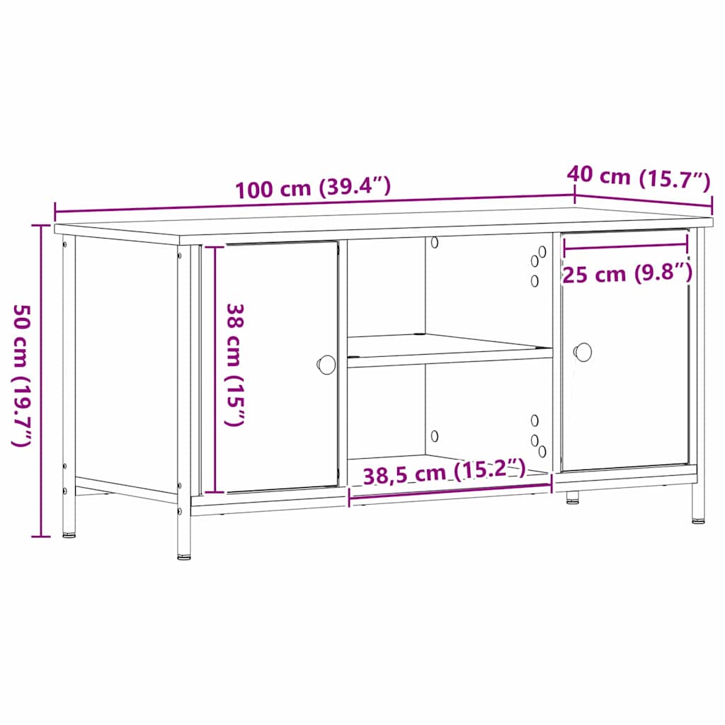 Televizní Skříň 100 X 40 X 50 Cm Staré Dřevo Kompozitní Dřevo