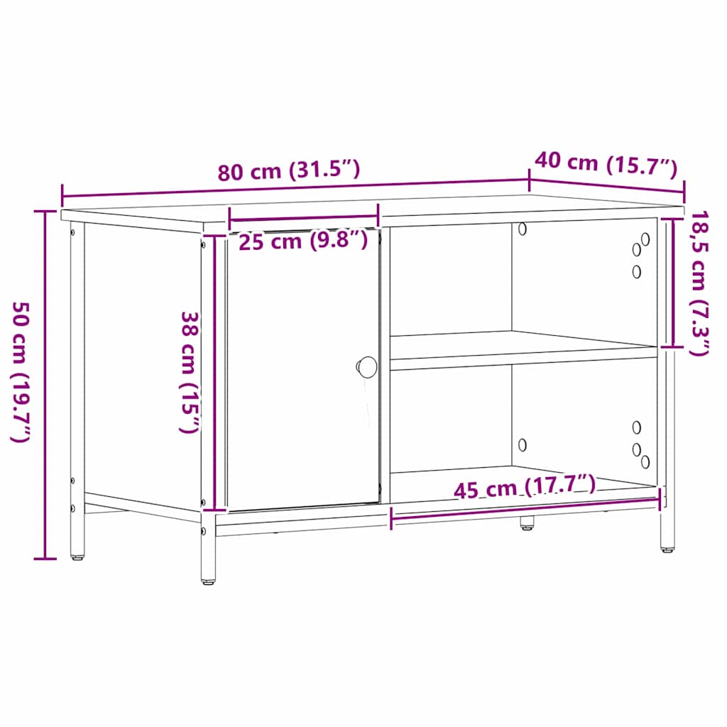 Televizní Skříň 80 X 40 X 50 Cm Staré Dřevo Kompozitní Dřevo