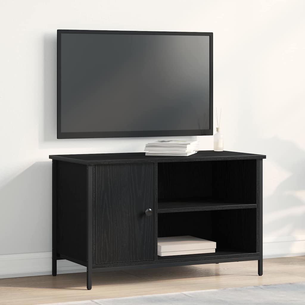 Televizní Skříň 80 X 40 X 50 Cm Černý Dub Kompozitní Dřevo