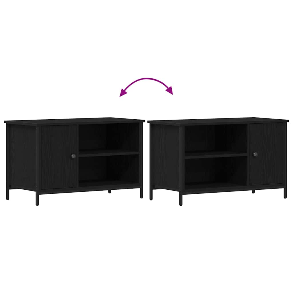 Televizní Skříň 80 X 40 X 50 Cm Černý Dub Kompozitní Dřevo