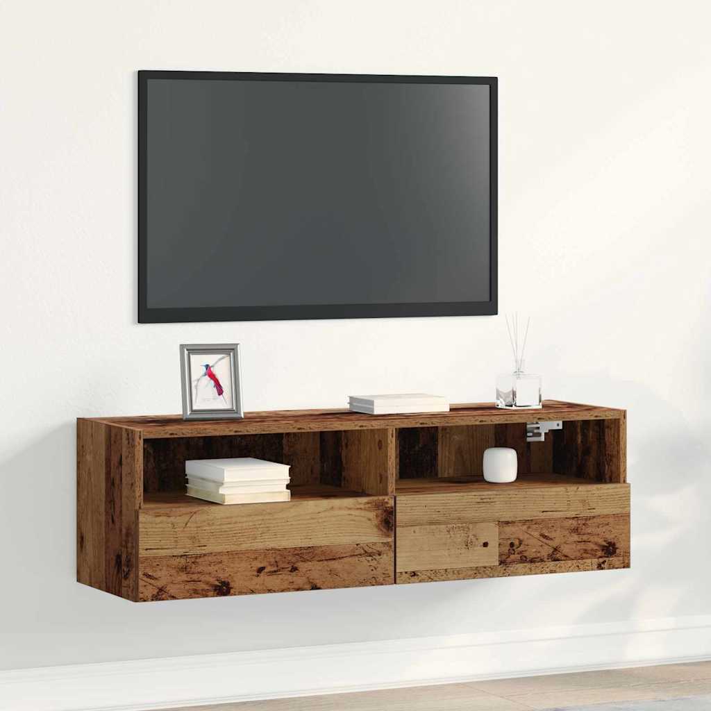 Tv Wall Cabinet 100 X 30 X 30 Cm Staré Dřevo Kompozitní Dřevo