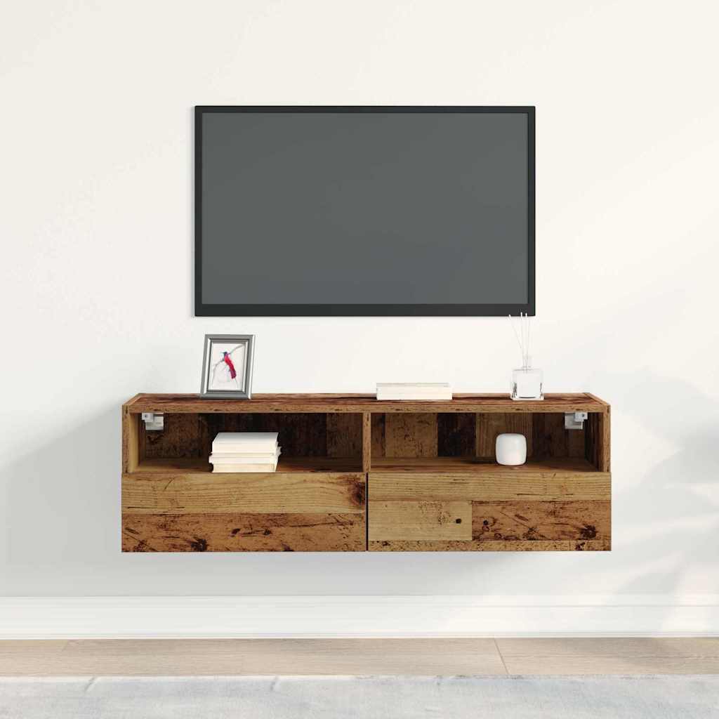 Tv Wall Cabinet 100 X 30 X 30 Cm Staré Dřevo Kompozitní Dřevo
