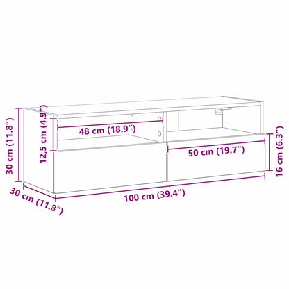 Tv Wall Cabinet 100 X 30 X 30 Cm Staré Dřevo Kompozitní Dřevo