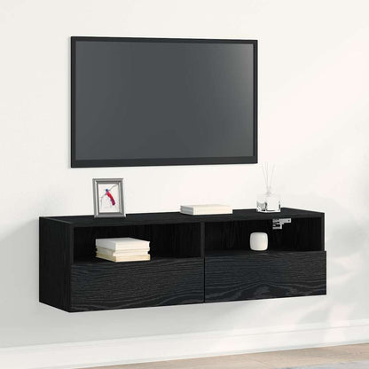 Tv Wall Cabinet 100 X 30 X 30 Cm Černý Dub Kompozitní Dřevo