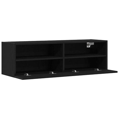 Tv Wall Cabinet 100 X 30 X 30 Cm Černý Dub Kompozitní Dřevo