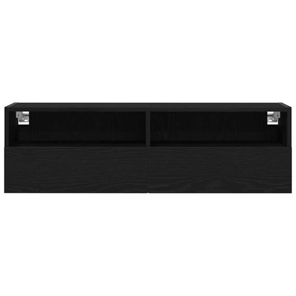 Tv Wall Cabinet 100 X 30 X 30 Cm Černý Dub Kompozitní Dřevo