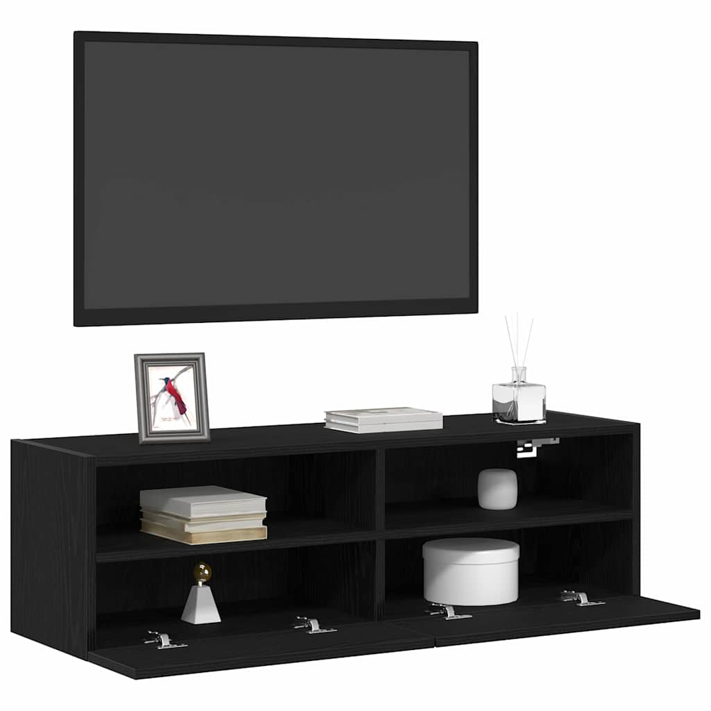 Tv Wall Cabinet 100 X 30 X 30 Cm Černý Dub Kompozitní Dřevo