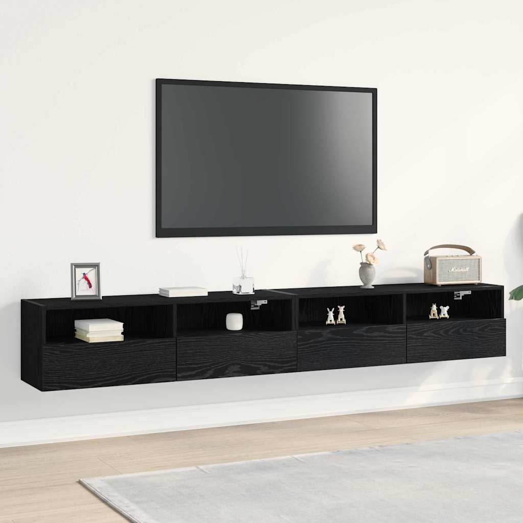 Tv Wall Cabinet 2 Pcs Černý Dub Kompozitní Dřevo