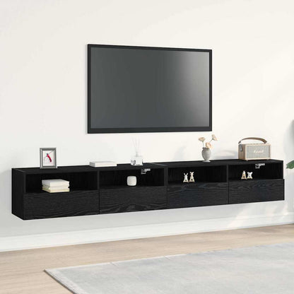 Tv Wall Cabinet 2 Pcs Černý Dub Kompozitní Dřevo