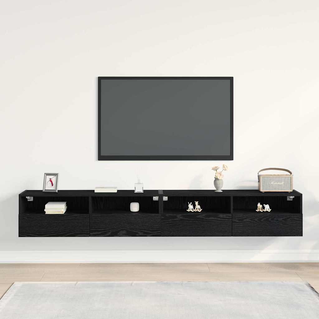 Tv Wall Cabinet 2 Pcs Černý Dub Kompozitní Dřevo
