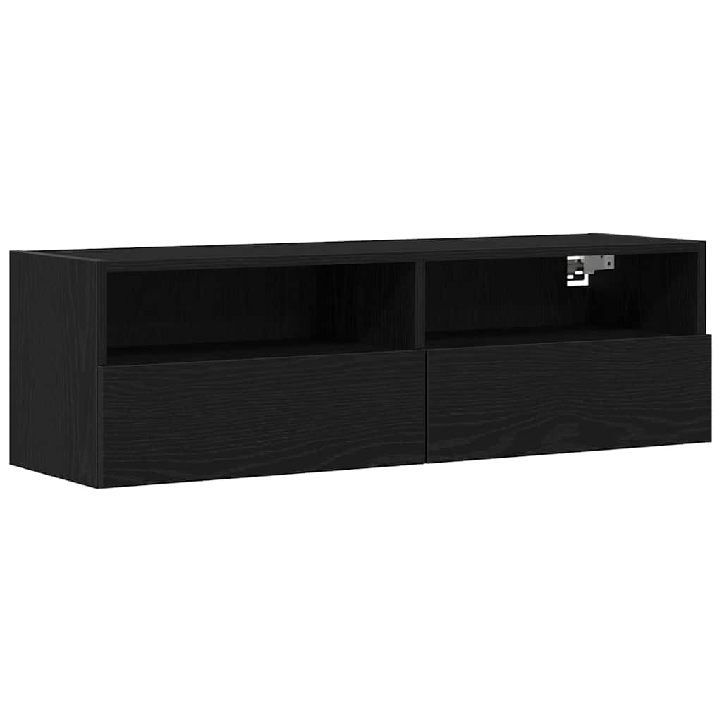 Tv Wall Cabinet 2 Pcs Černý Dub Kompozitní Dřevo