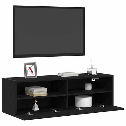 Tv Wall Cabinet 2 Pcs Černý Dub Kompozitní Dřevo