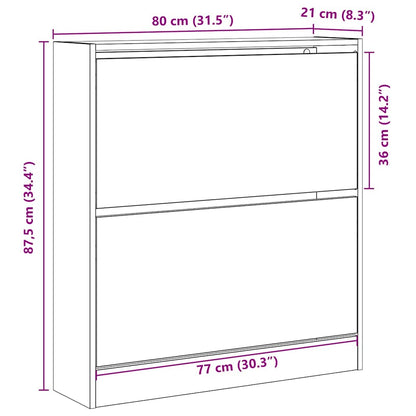 Skříň Na Obuv 80 X 21 X 87,5 Cm Kompozitní Dřevo Kouřový Dub