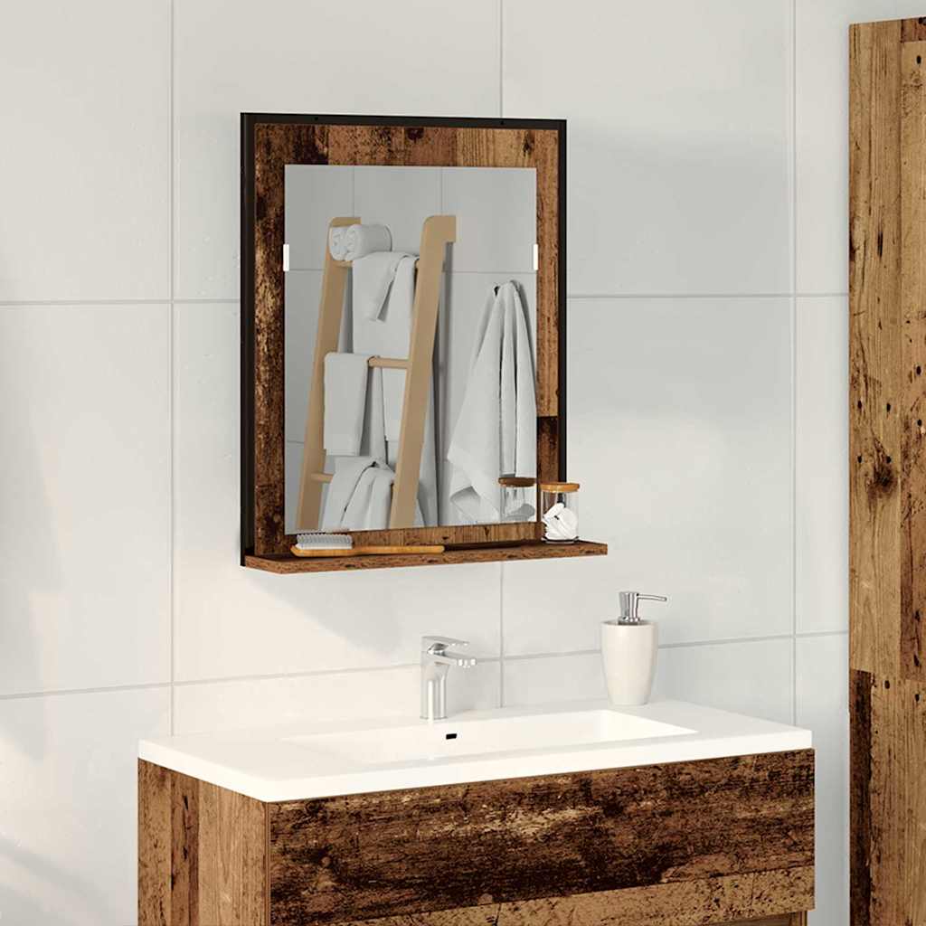Zrcadlo Staré Dřevo 50 X 12 X 60 Cm Sklo A Inženýrské Dřevo