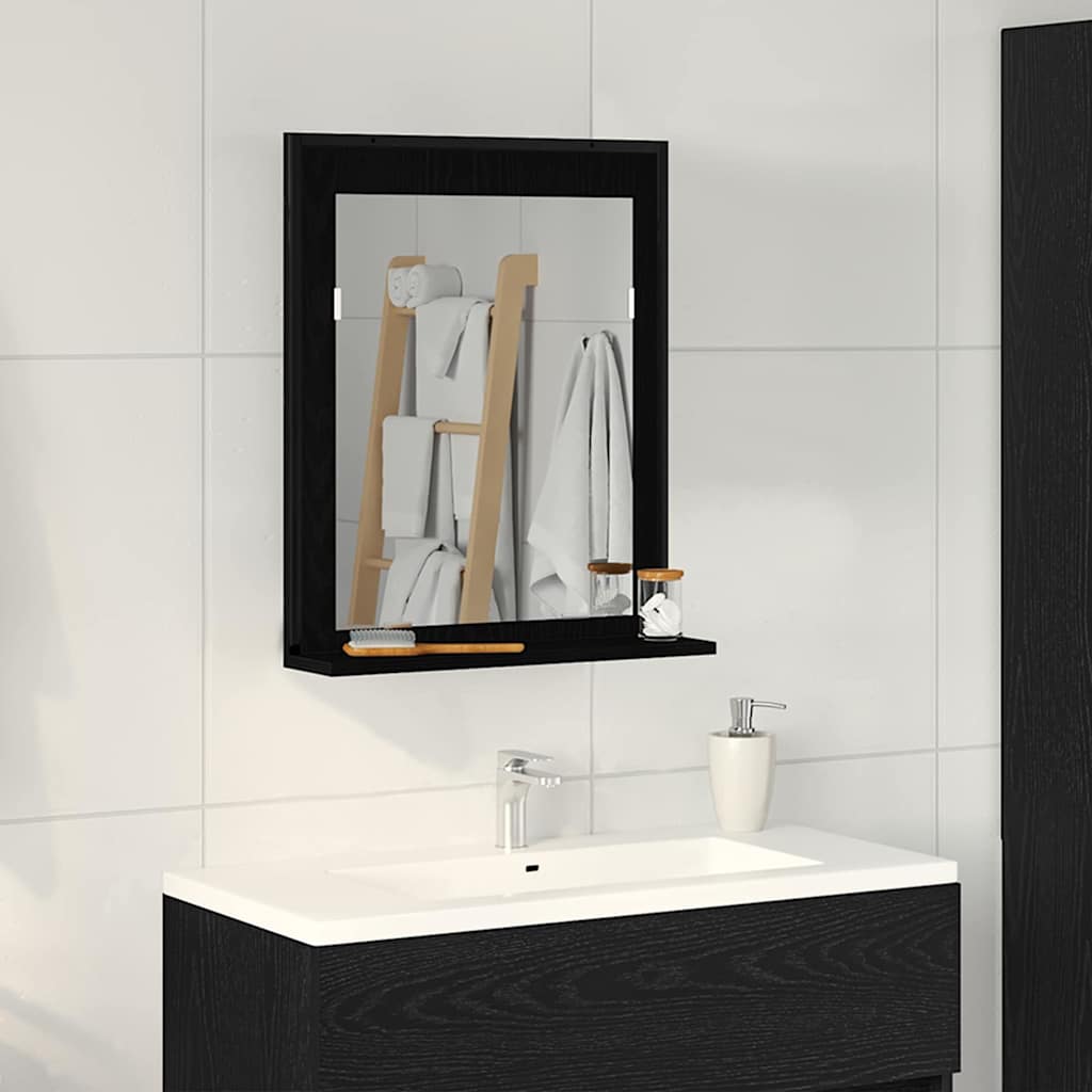 Zrcadlo Černý Dub 50 X 12 X 60 Cm Sklo A Inženýrské Dřevo