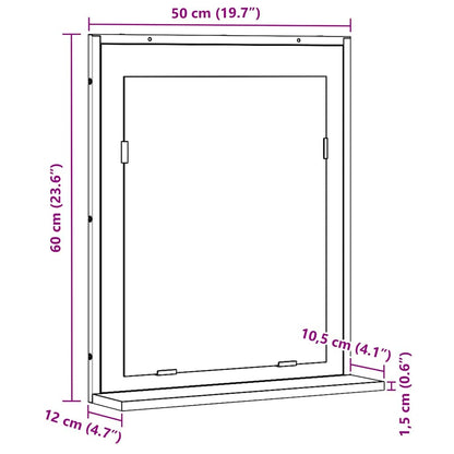 Zrcadlo Černý Dub 50 X 12 X 60 Cm Sklo A Inženýrské Dřevo