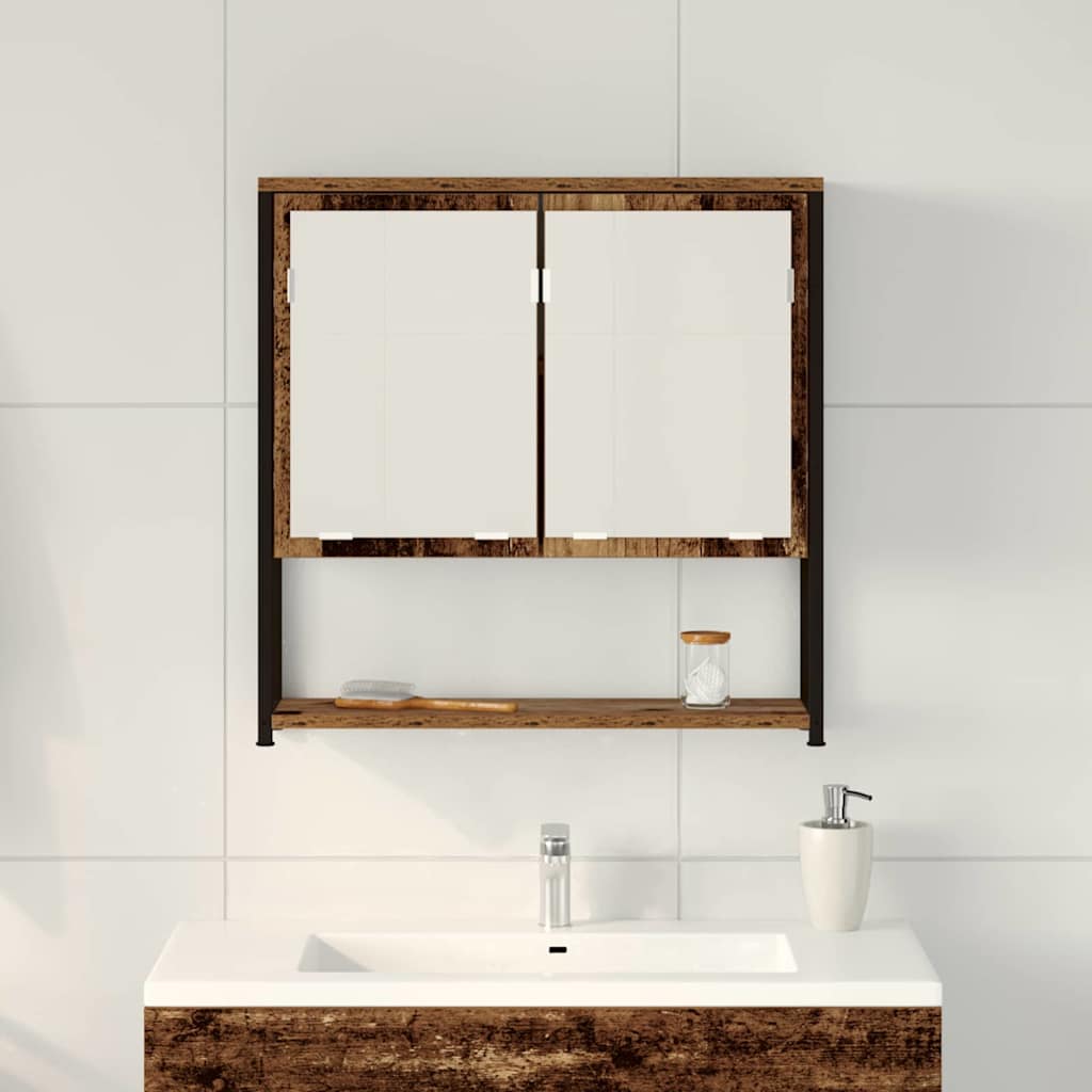 Zrcadlová Skříň Staré Dřevo 60 X 16 X 60 Cm Kompozitní Dřevo