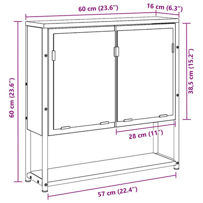 Zrcadlová Skříň Staré Dřevo 60 X 16 X 60 Cm Kompozitní Dřevo