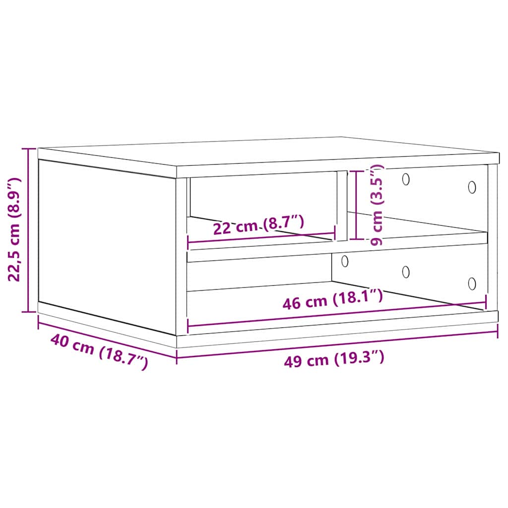 Stojan Na Tiskárnu Černý Dub 49 X 40 X 22.5 Cm Kompozitní Dřevo