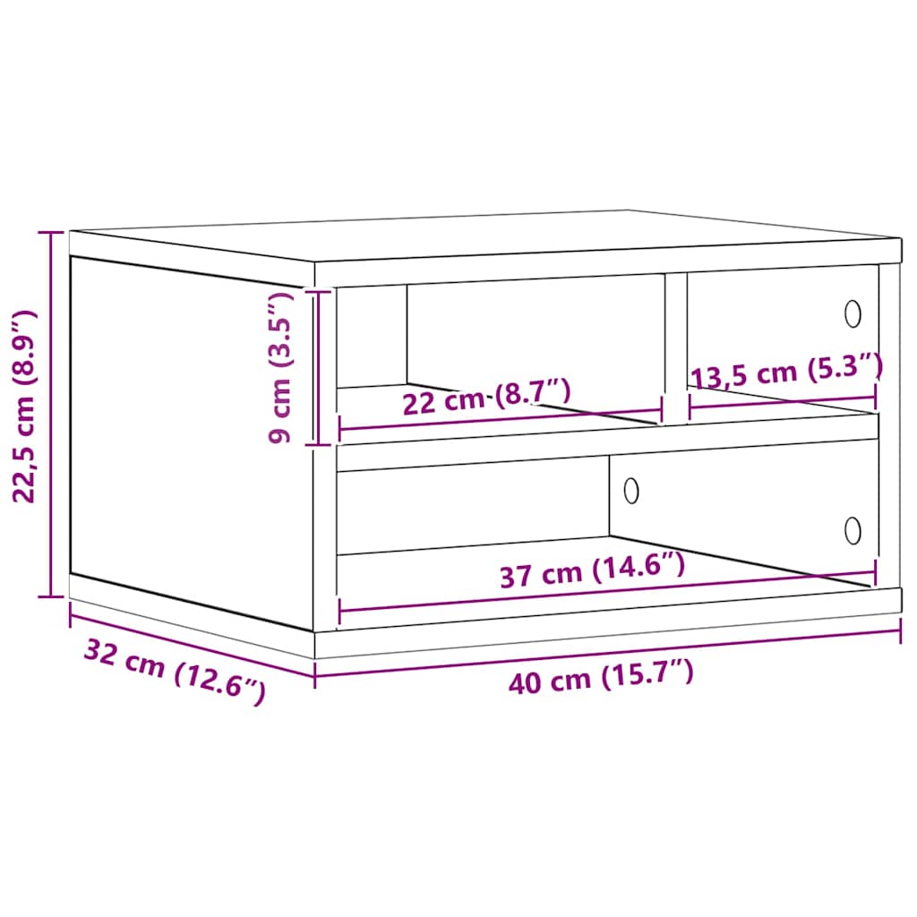 Stojan Na Tiskárnu S Úložištěm Staré Dřevo 40 X 32 X 22,5 Cm