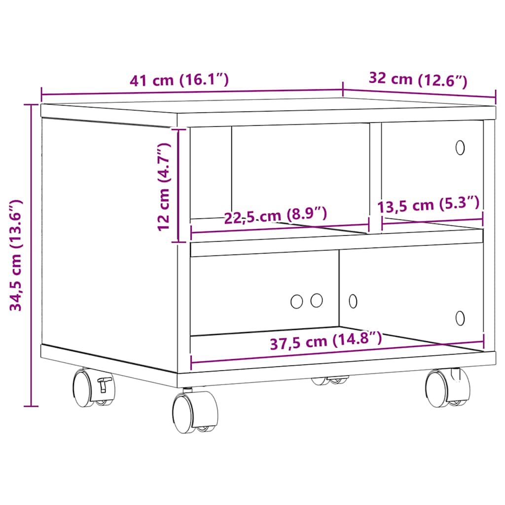 Stojan Na Tiskárnu S Úložištěm Artisanový Dub 41 X 32 X 33.5 Cm