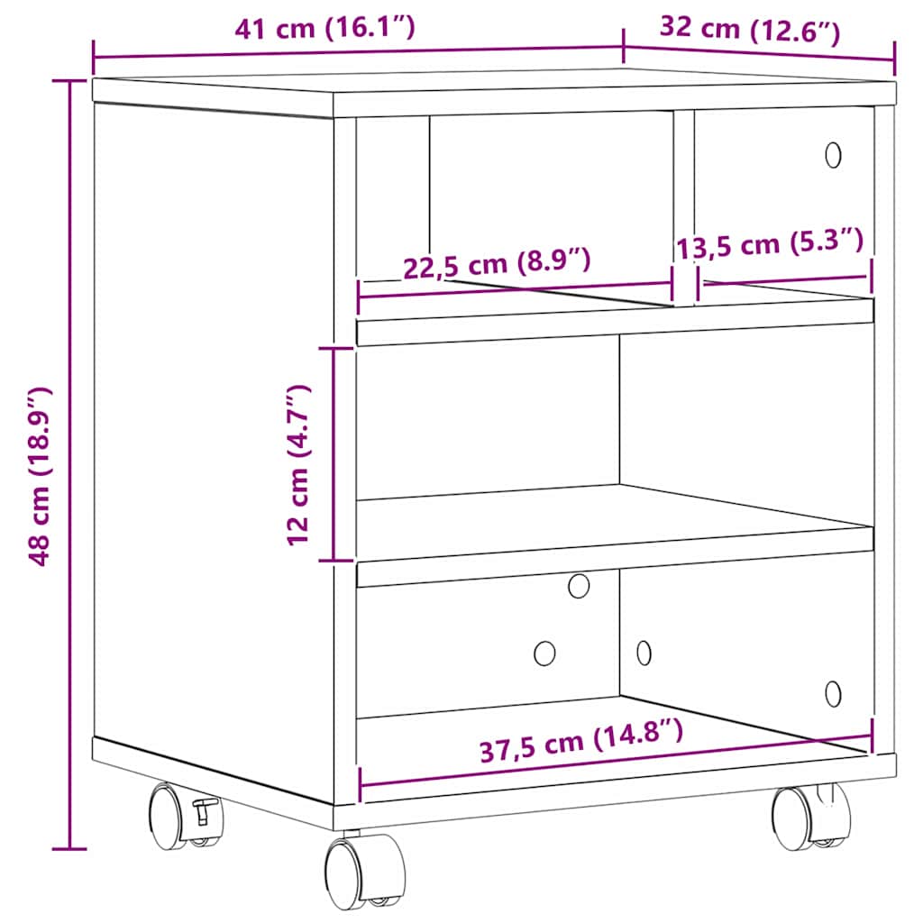Stojan Na Tiskárnu Černý Dub 41 X 32 X 48 Cm Kompozitní Dřevo