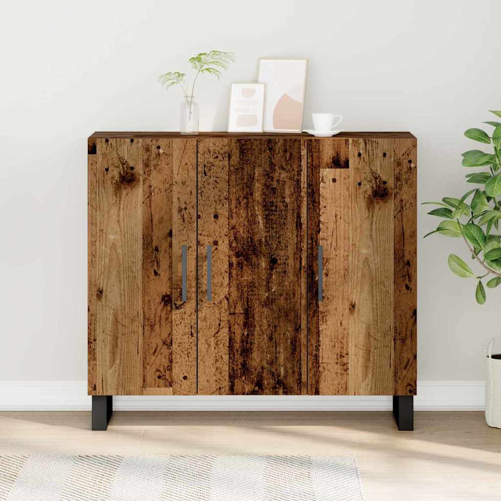 Servírovací Skříň Staré Dřevo 90 X 34 X 80 Cm Kompozitní Dřevo