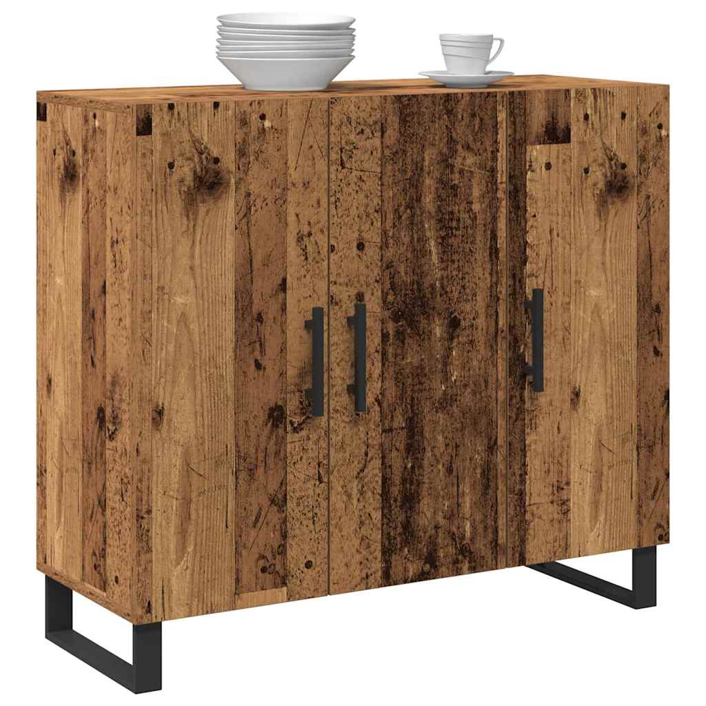 Servírovací Skříň Staré Dřevo 90 X 34 X 80 Cm Kompozitní Dřevo