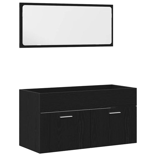 Sada Koupelnového Nábytku 2 Ks Černý Dub 90 X 38,5 X 46 Cm