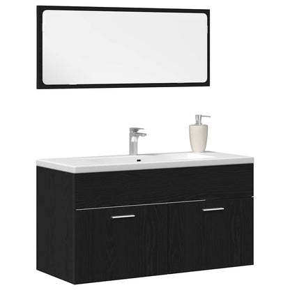 Sada Koupelnového Nábytku 2 Ks Černý Dub 90 X 38,5 X 46 Cm