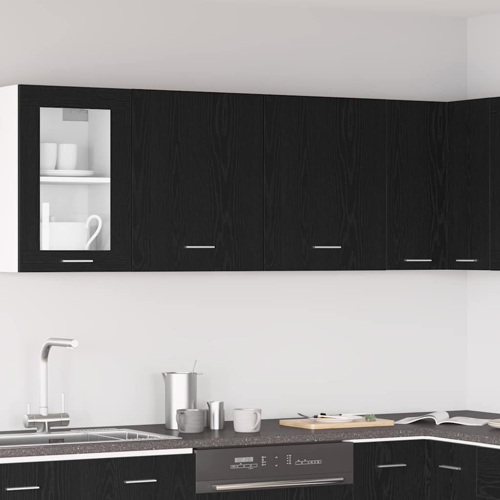 Závěsná Skříňka Lyon 2 Pcs Černý Dub Kompozitní Dřevo